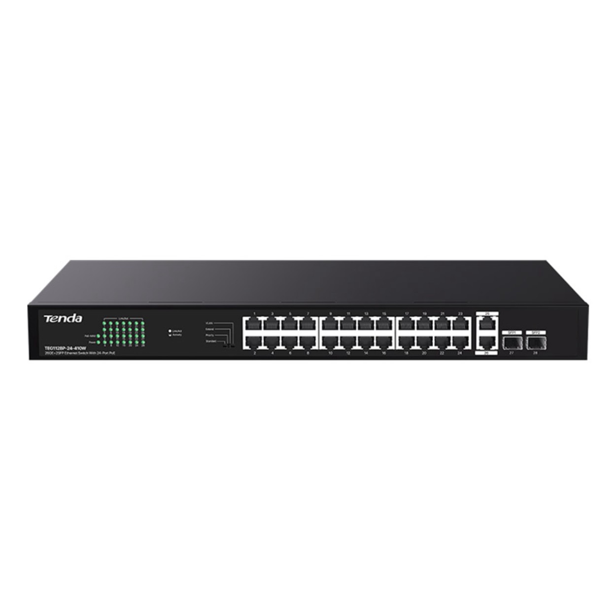 TENDA TEG1128P-24-410W 24GE POE PORT (410W). 2X UPLINK. 2X SFP SWITCH