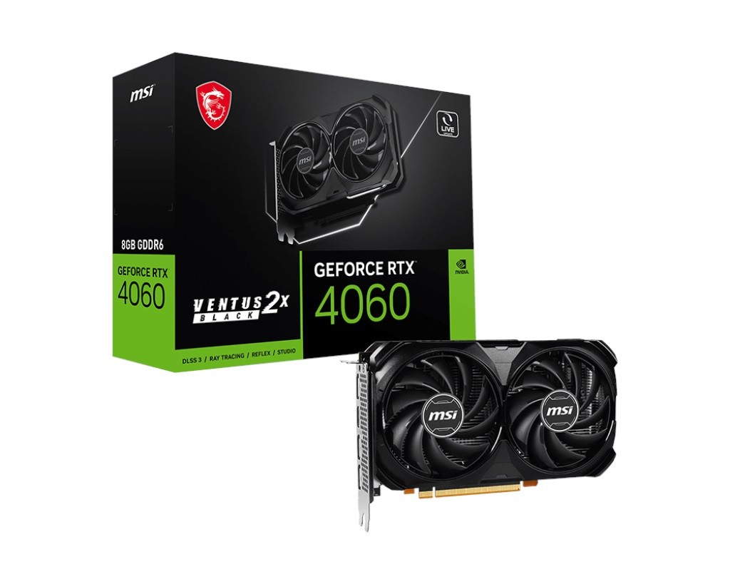 MSI RTX 4060 VENTUS 2X BLACK 8GB GDDR6 128B PCIE 4.0 X8 (3XDP 1XHDMI) E. KARTI