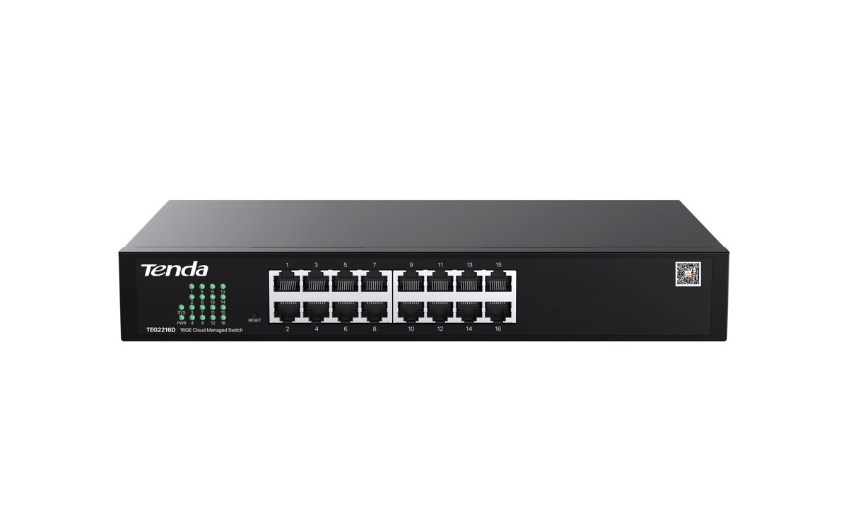 Tenda TEG2216D 16 Port 10/100/1000 Switch Cloud Yönetilebilir Çelik Kasa Switch