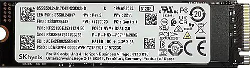 512GB SK Hynix BC901 3400/2900 MB/s Gen4x4...